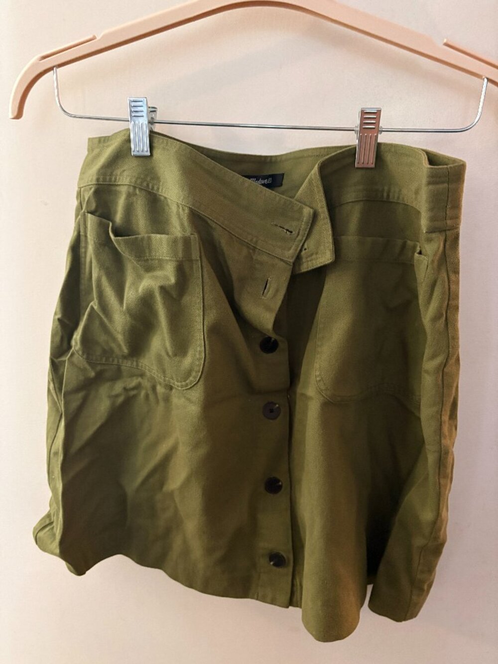 Madewell Olive Utility Mini Skirt Button Front Size 14